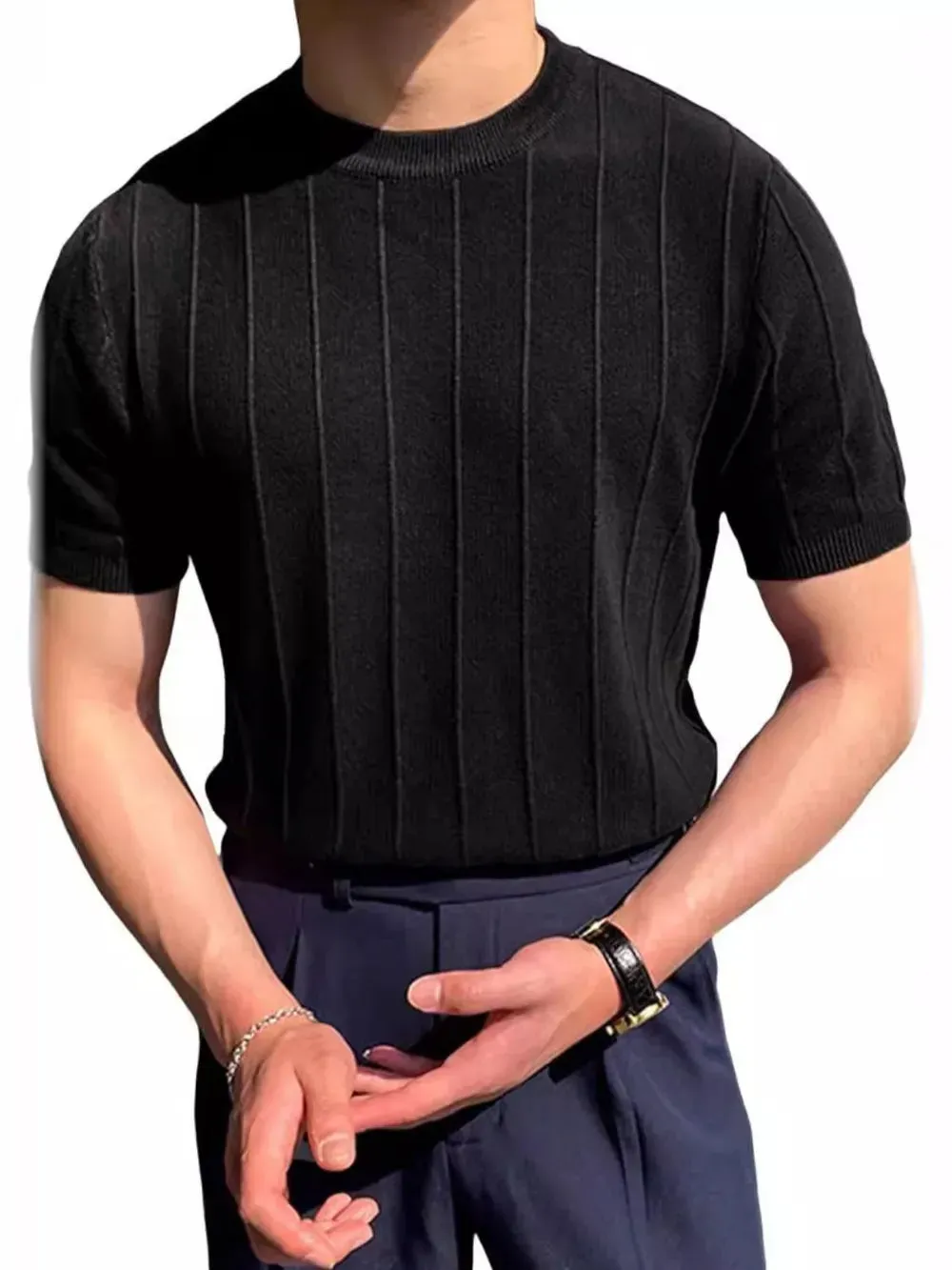 Men's Full Size Round Neck Short Sleeve T-Shirt Plus Size sold by Gigi Laurent product image thumbnail 3