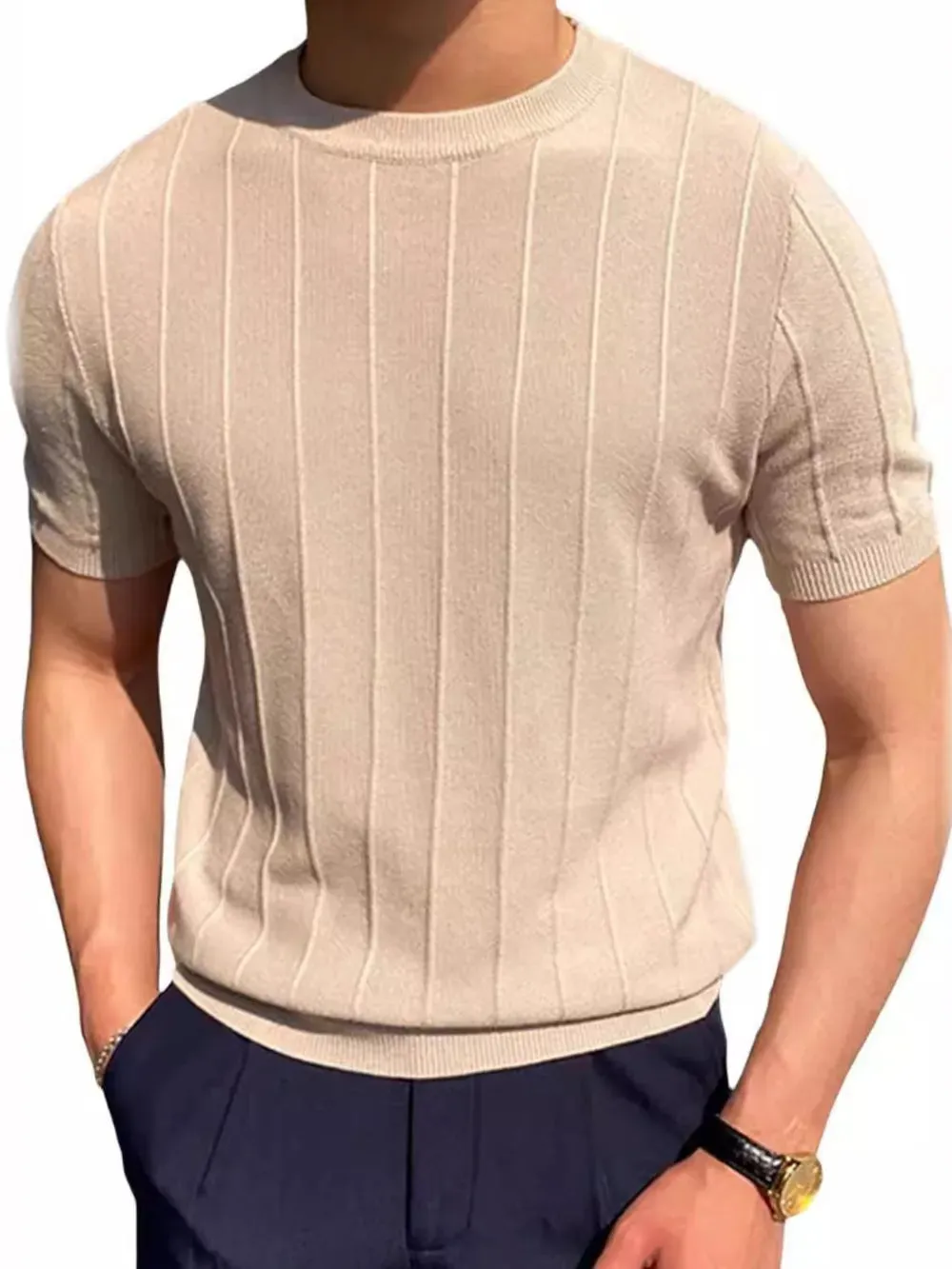 Men's Full Size Round Neck Short Sleeve T-Shirt Plus Size sold by Gigi Laurent product image thumbnail 5