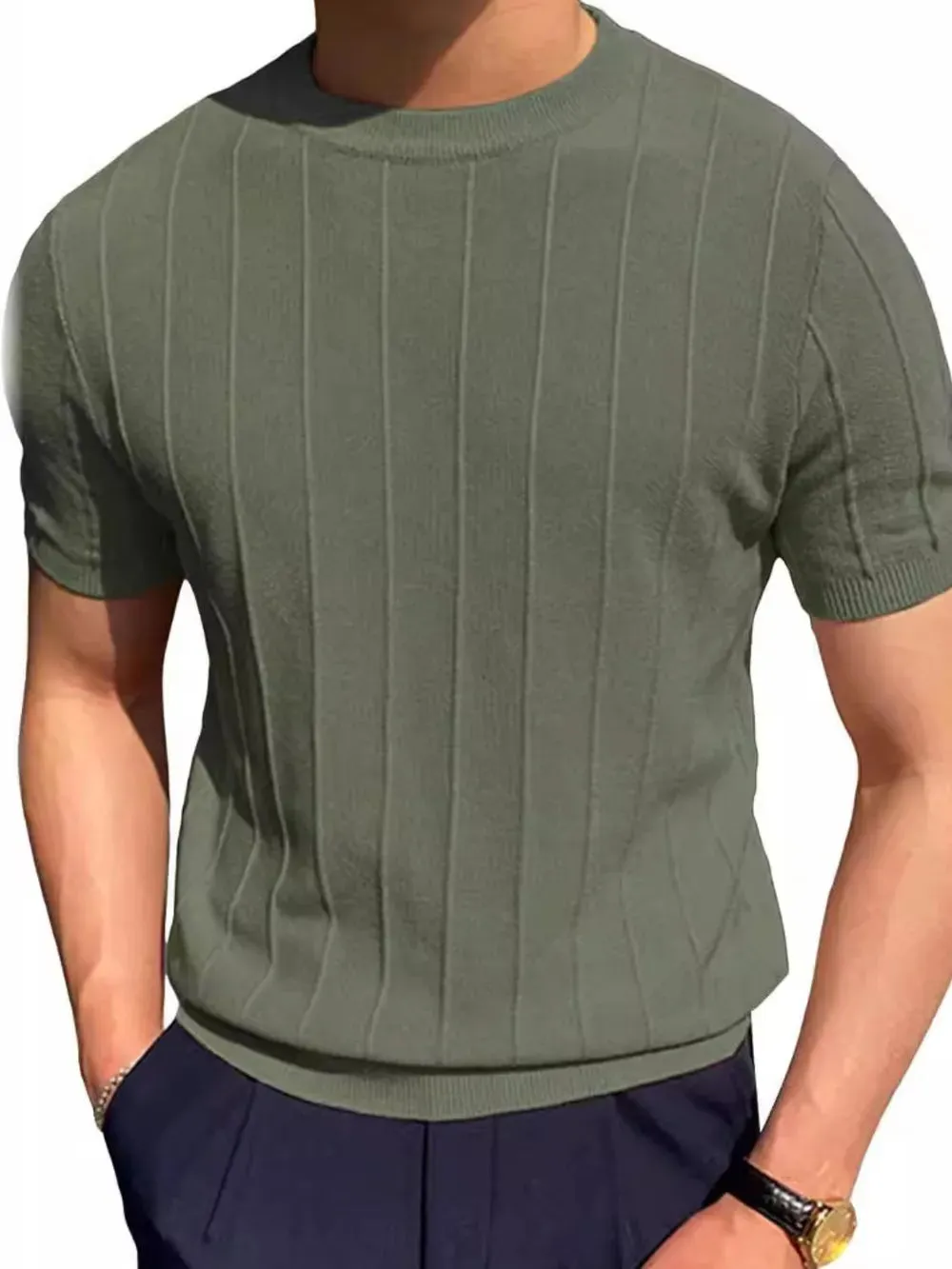 Men's Full Size Round Neck Short Sleeve T-Shirt Plus Size sold by Gigi Laurent product image thumbnail 4