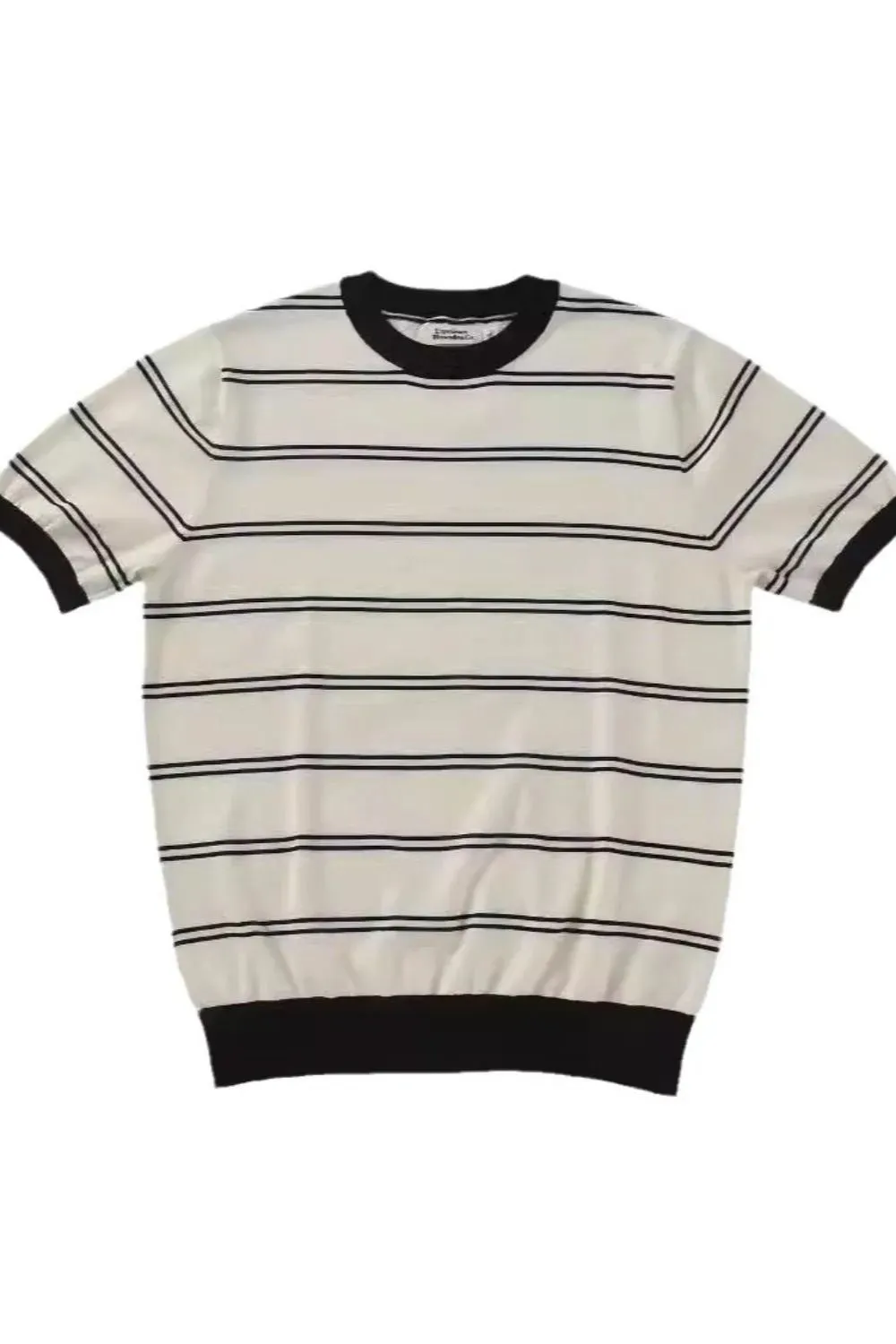 Men's Plus Size Round Neck Striped T-Shirt sold by Gigi Laurent product image thumbnail 3