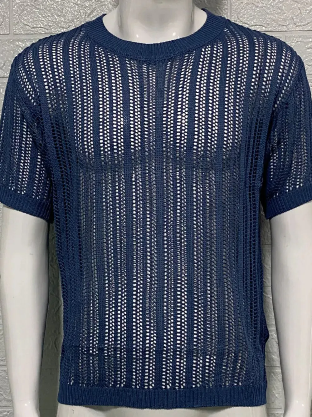 Men's Openwork Round Neck Knit T-Shirt sold by Gigi Laurent product image thumbnail 5