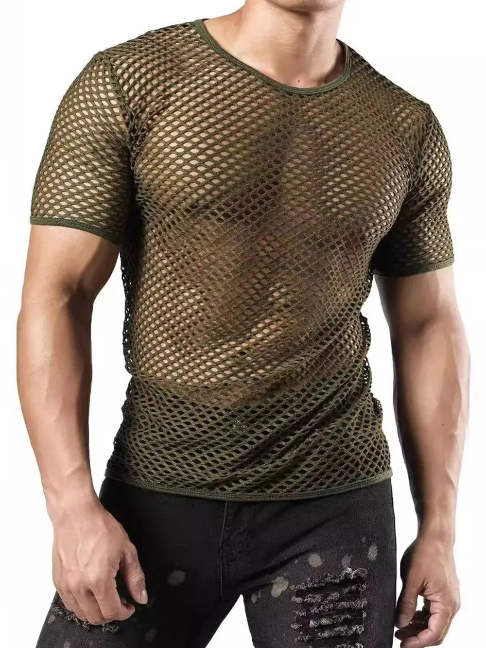 Men's Hollow Out Round Neck Short Sleeve Top sold by Gigi Laurent product image thumbnail 3