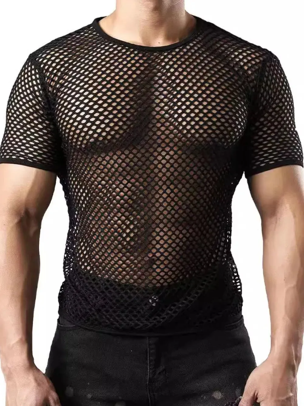 Men's Hollow Out Round Neck Short Sleeve Top sold by Gigi Laurent product image thumbnail 2
