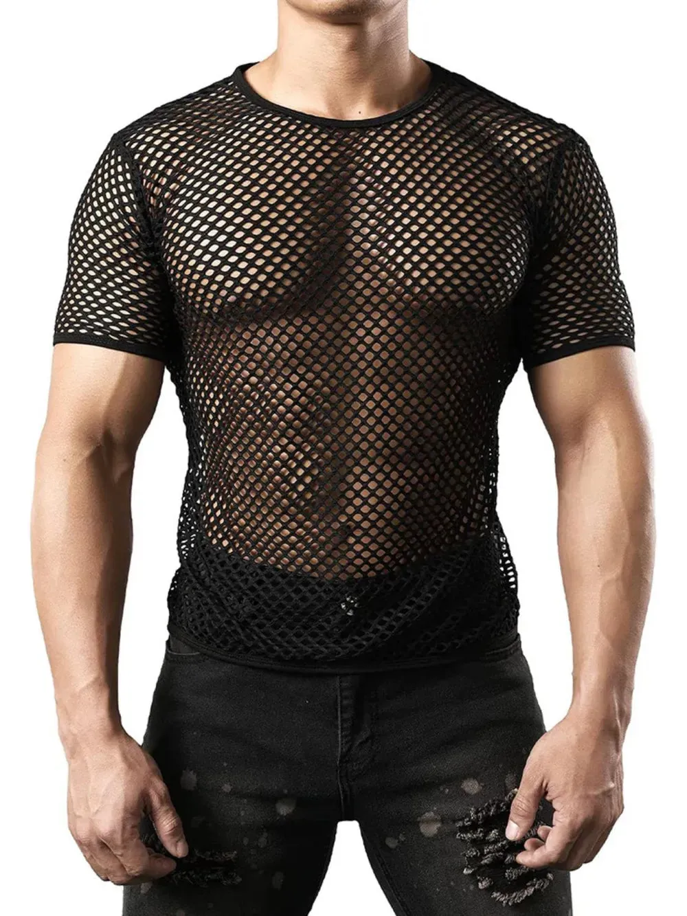 Men's Hollow Out Round Neck Short Sleeve Top sold by Gigi Laurent