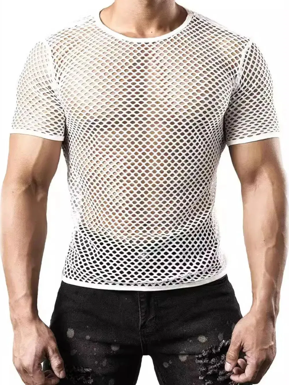 Men's Hollow Out Round Neck Short Sleeve Top sold by Gigi Laurent product image thumbnail 5