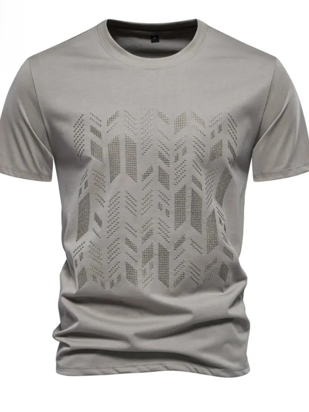 Men's Round Neck Geometric Embroidered T-Shirt sold by Gigi Laurent product image thumbnail 4