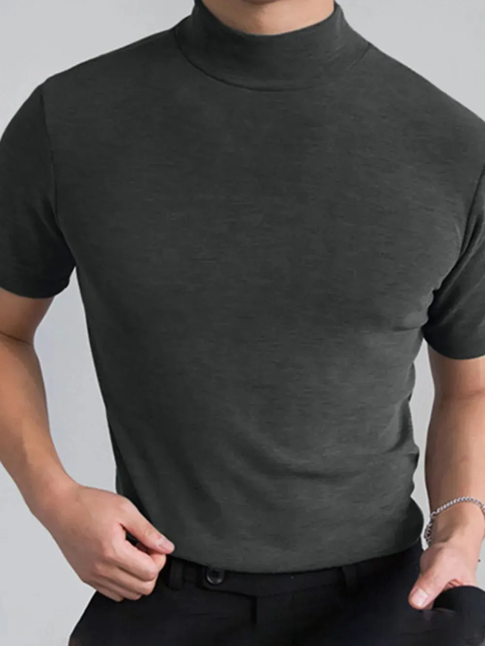 Men's Full Size Mock Neck Short Sleeve T-Shirt Plus Size sold by Gigi Laurent product image thumbnail 5