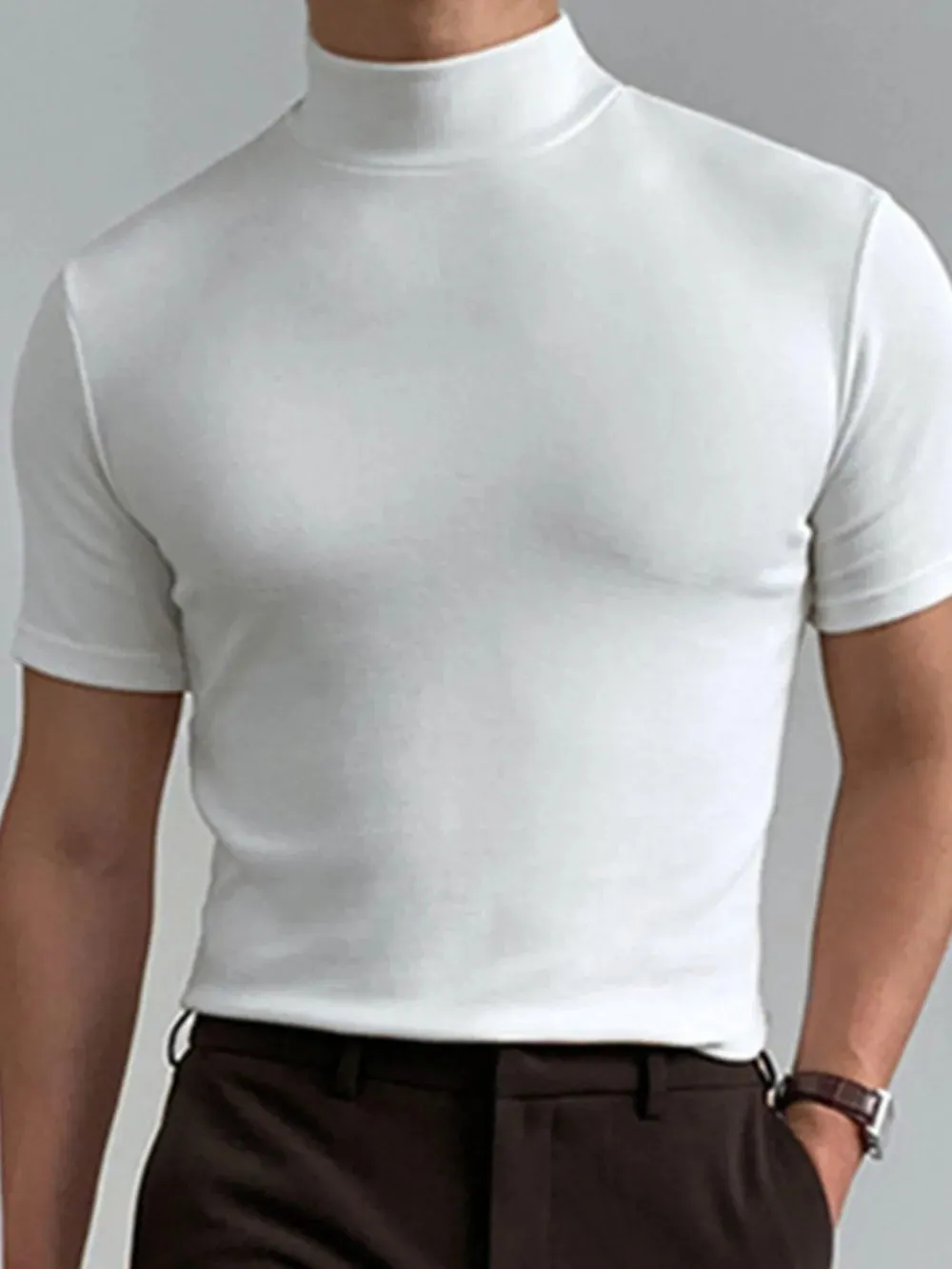 Men's Full Size Mock Neck Short Sleeve T-Shirt Plus Size sold by Gigi Laurent product image thumbnail 3