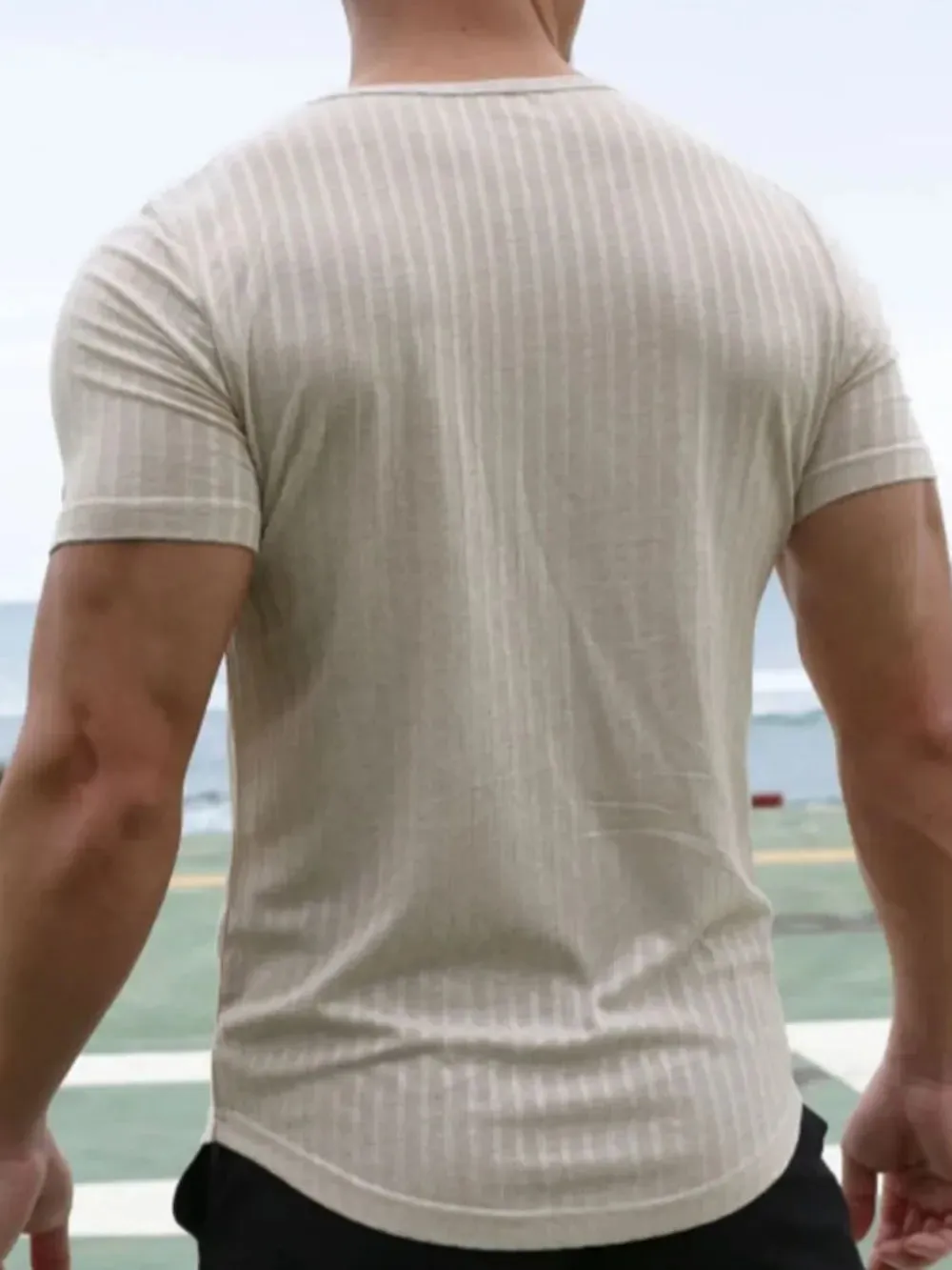 Men's Round Neck Short Sleeve Striped T-Shirt sold by Gigi Laurent product image thumbnail 2