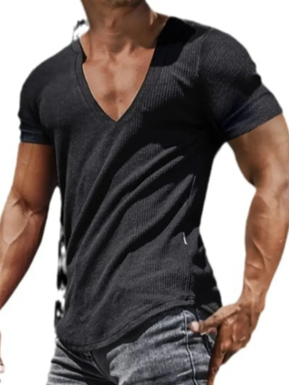 Men's Full Size Notched Short Sleeve T-Shirt Plus Size sold by Gigi Laurent product image thumbnail 4