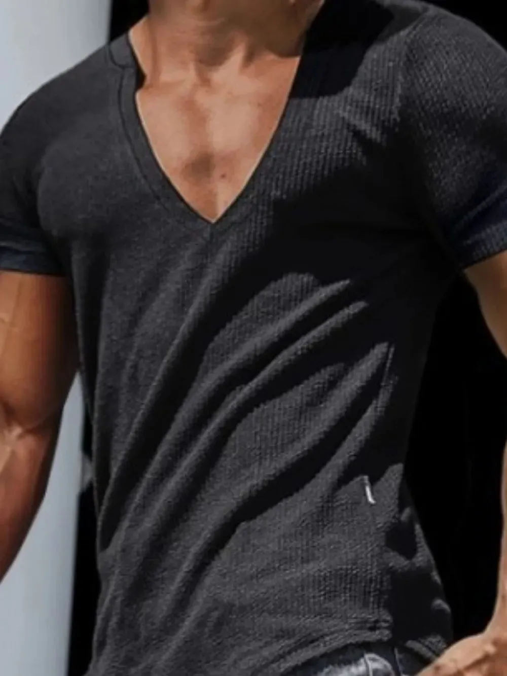 Men's Full Size Notched Short Sleeve T-Shirt Plus Size sold by Gigi Laurent product image thumbnail 3