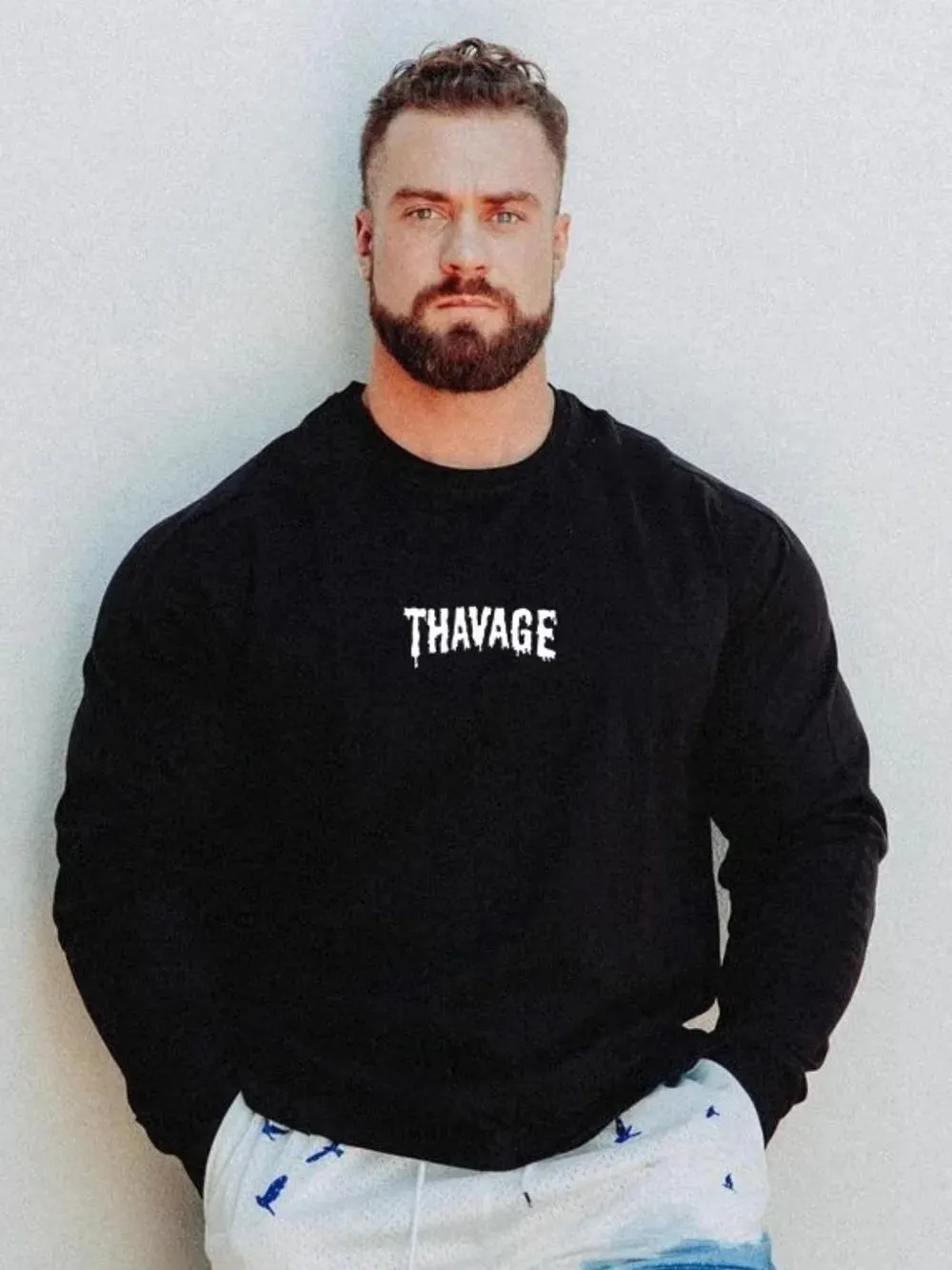 Men's Plus Size Letter Round Neck Long Sleeve T-Shirt sold by Gigi Laurent product image thumbnail 3