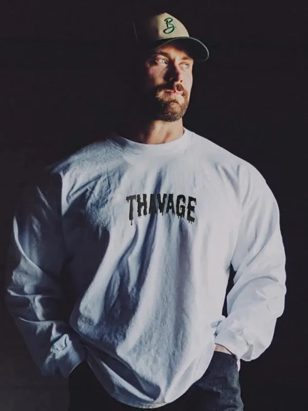 Men's Plus Size Letter Round Neck Long Sleeve T-Shirt sold by Gigi Laurent