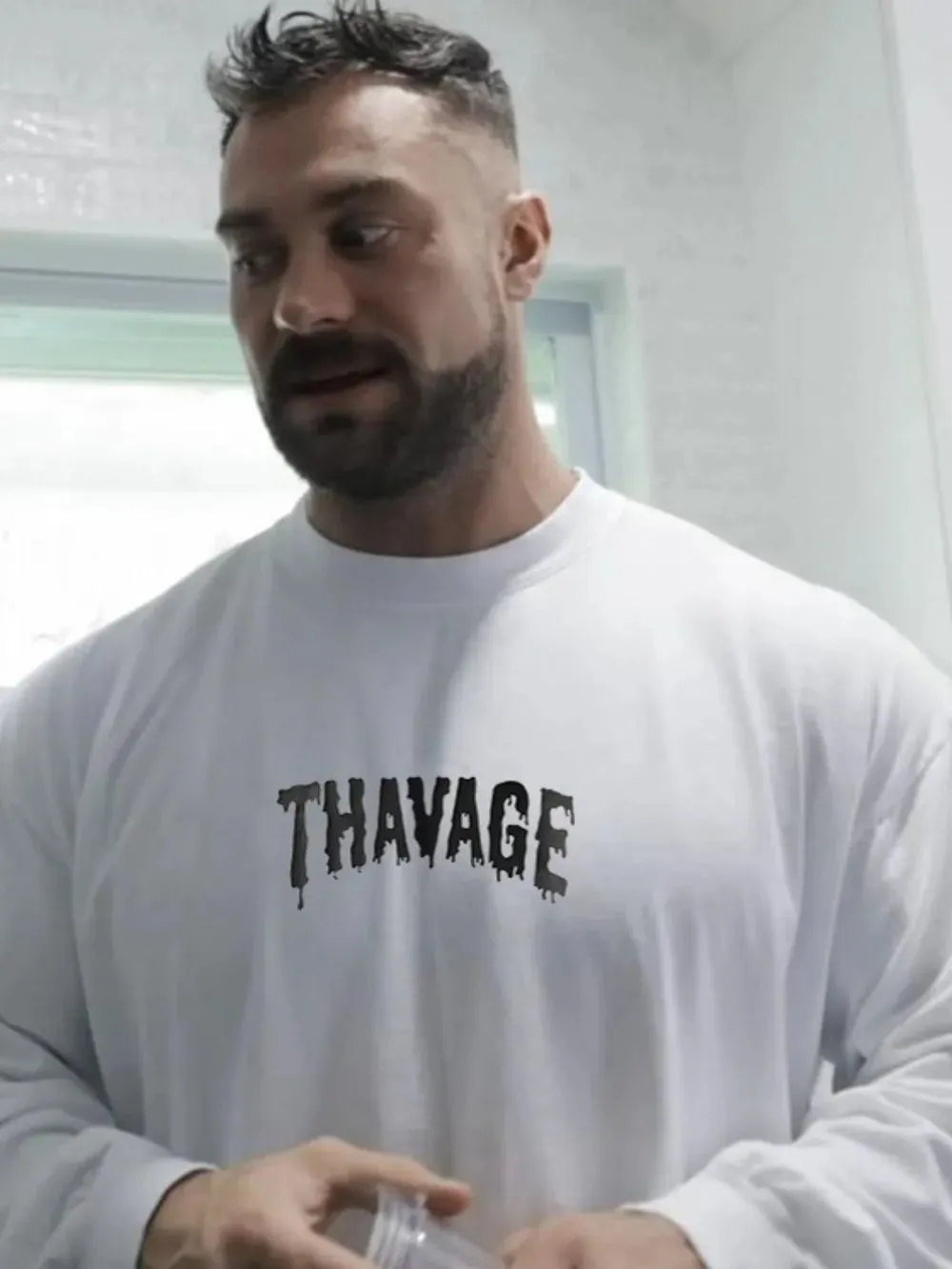 Men's Plus Size Letter Round Neck Long Sleeve T-Shirt sold by Gigi Laurent product image thumbnail 2