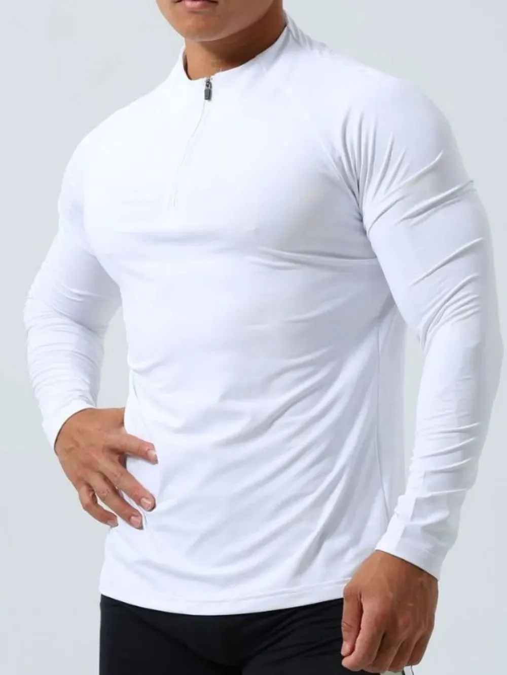 Men's Plus Size Quarter Zip Long Sleeve Top sold by Gigi Laurent product image thumbnail 3