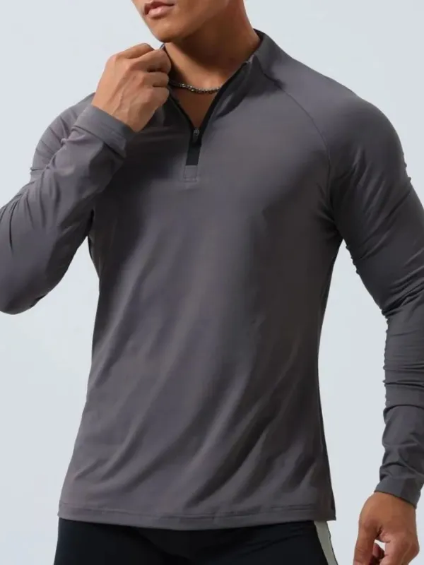 Men's Plus Size Quarter Zip Long Sleeve Top sold by Gigi Laurent