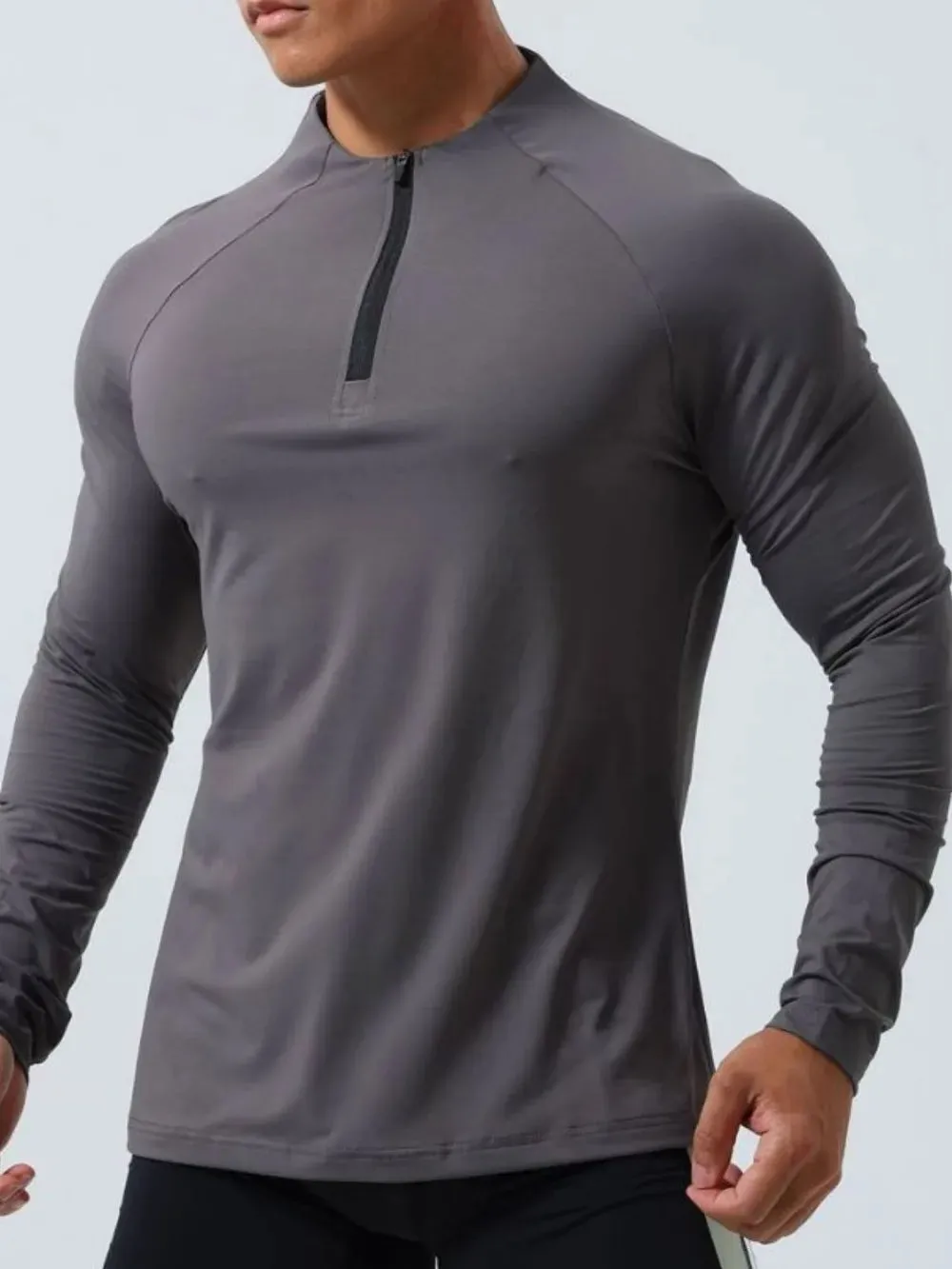 Men's Plus Size Quarter Zip Long Sleeve Top sold by Gigi Laurent product image thumbnail 2