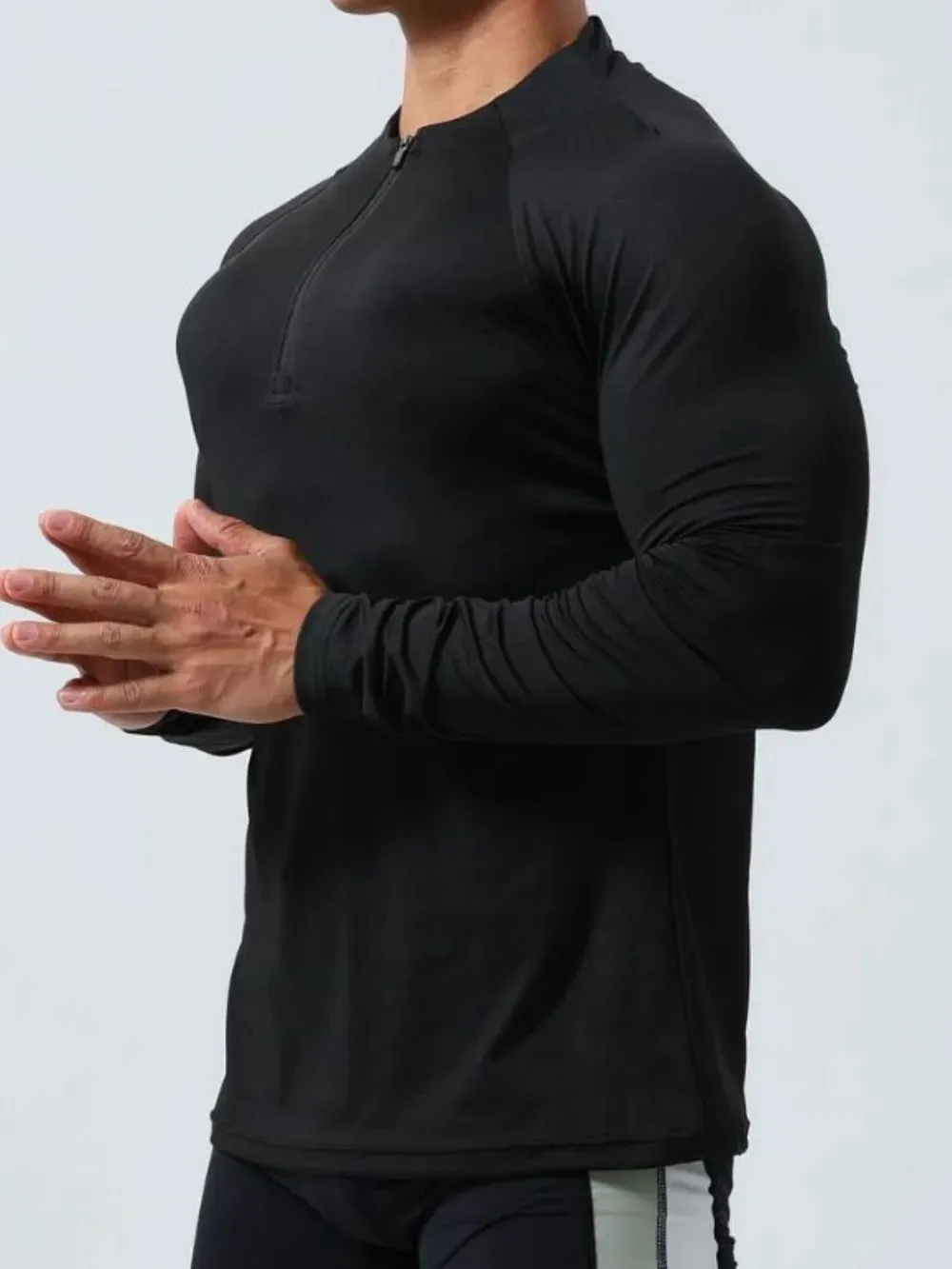 Men's Plus Size Quarter Zip Long Sleeve Top sold by Gigi Laurent product image thumbnail 4
