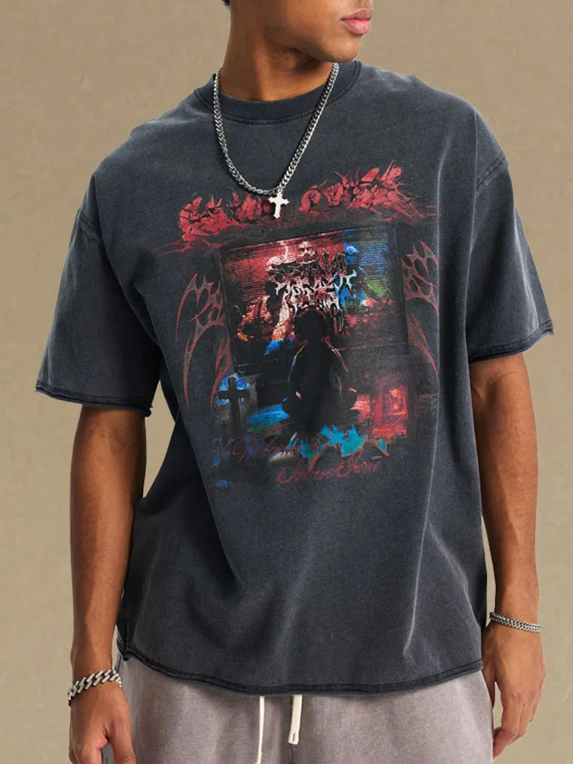 Men's Round Neck Half Sleeve Graphic T-Shirt sold by Gigi Laurent product image thumbnail 4