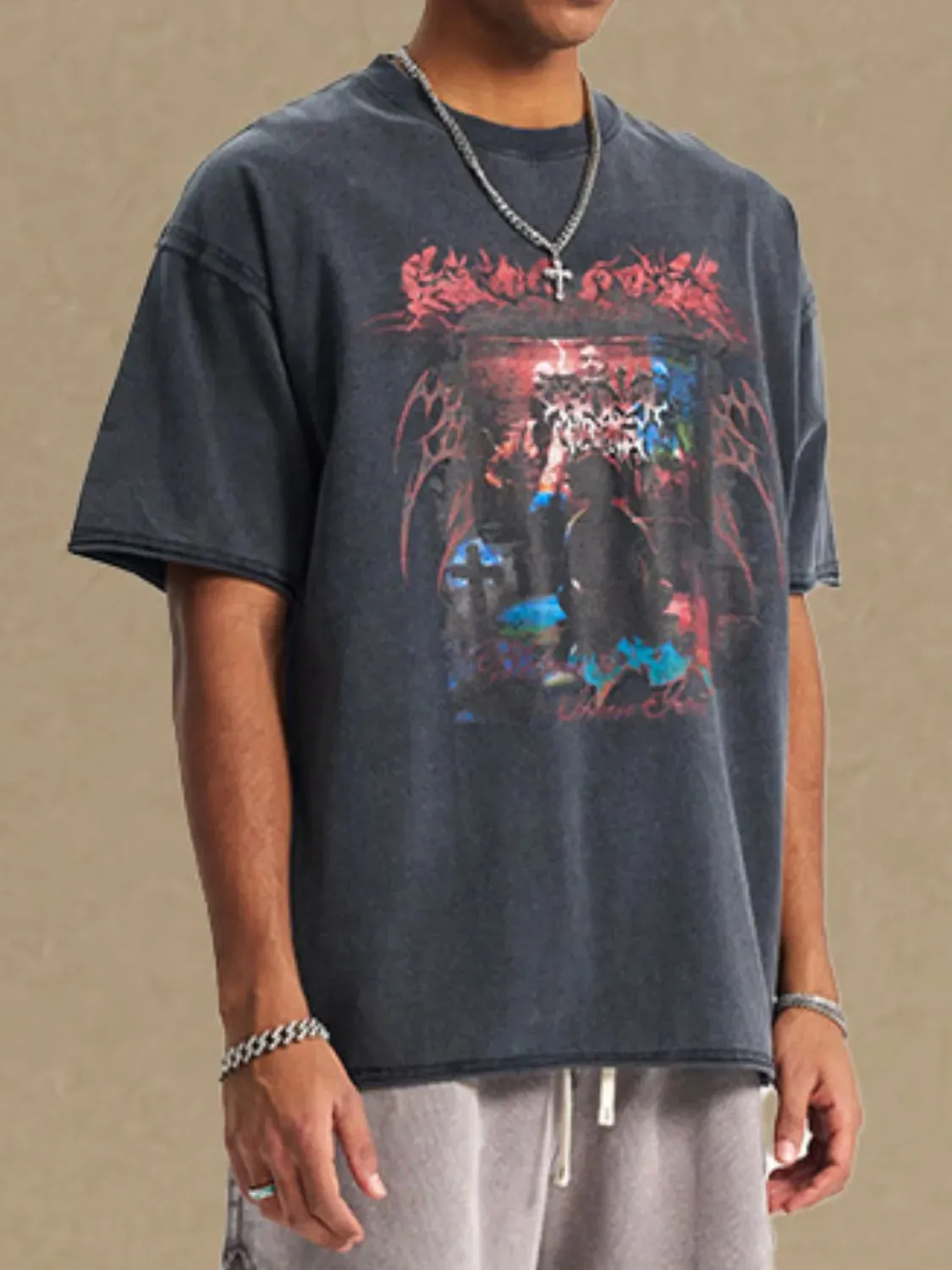 Men's Round Neck Half Sleeve Graphic T-Shirt sold by Gigi Laurent product image thumbnail 3