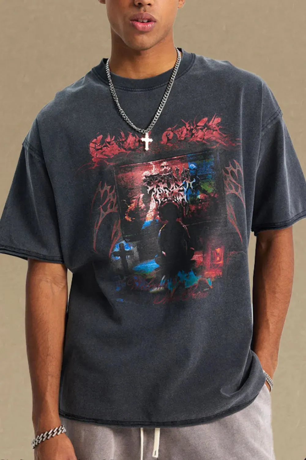 Men's Round Neck Half Sleeve Graphic T-Shirt sold by Gigi Laurent