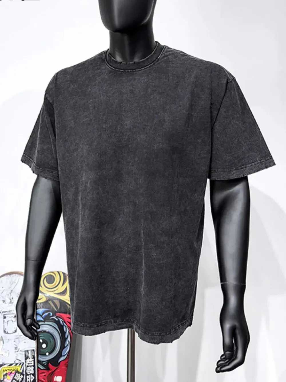 Men's Full Size Round Neck Washed T-Shirt Plus Size sold by Gigi Laurent