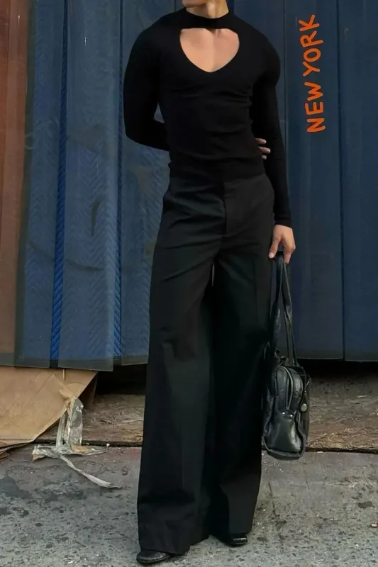 Men's Cutout Front Long Sleeve T-Shirt sold by Gigi Laurent