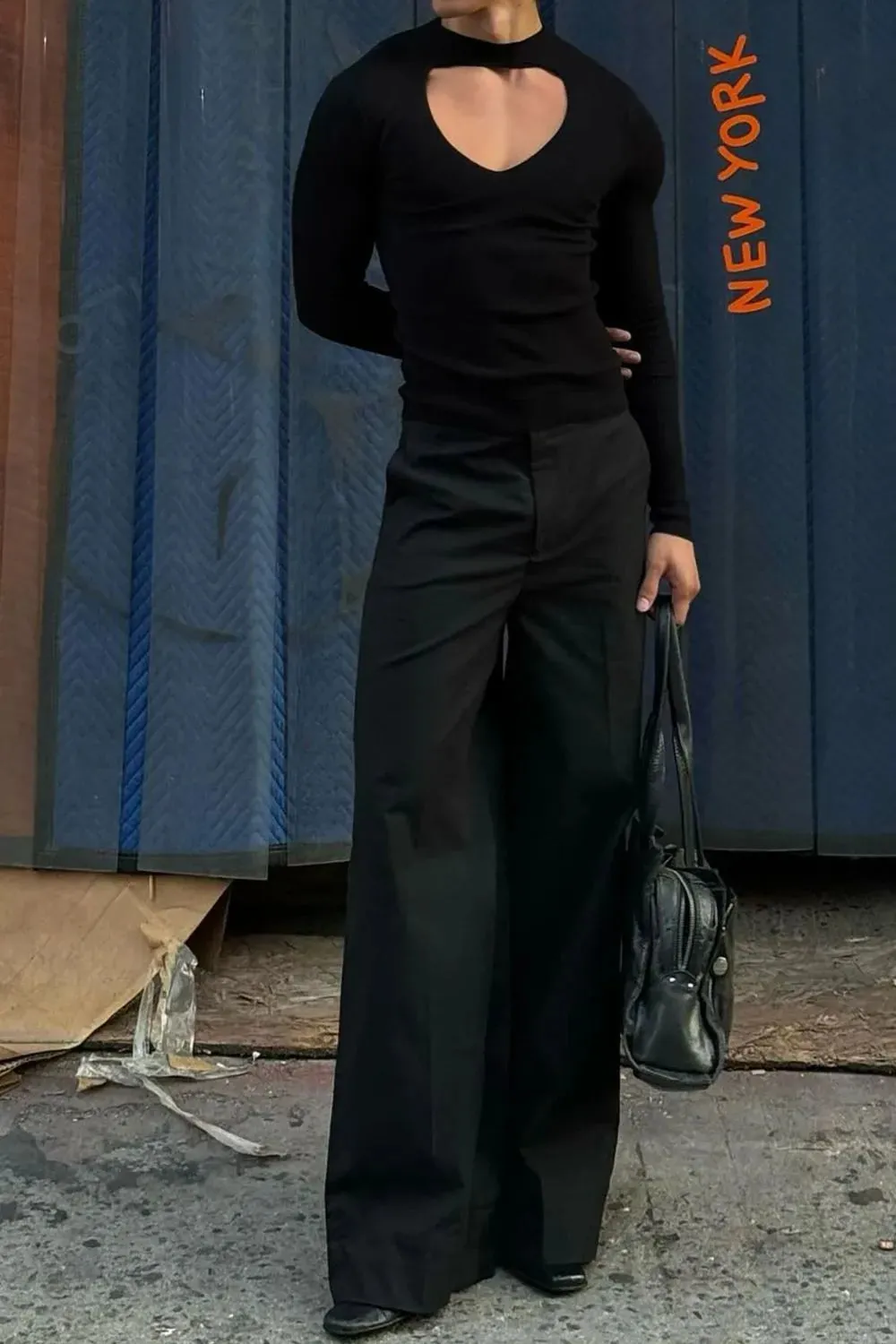 Men's Cutout Front Long Sleeve T-Shirt sold by Gigi Laurent