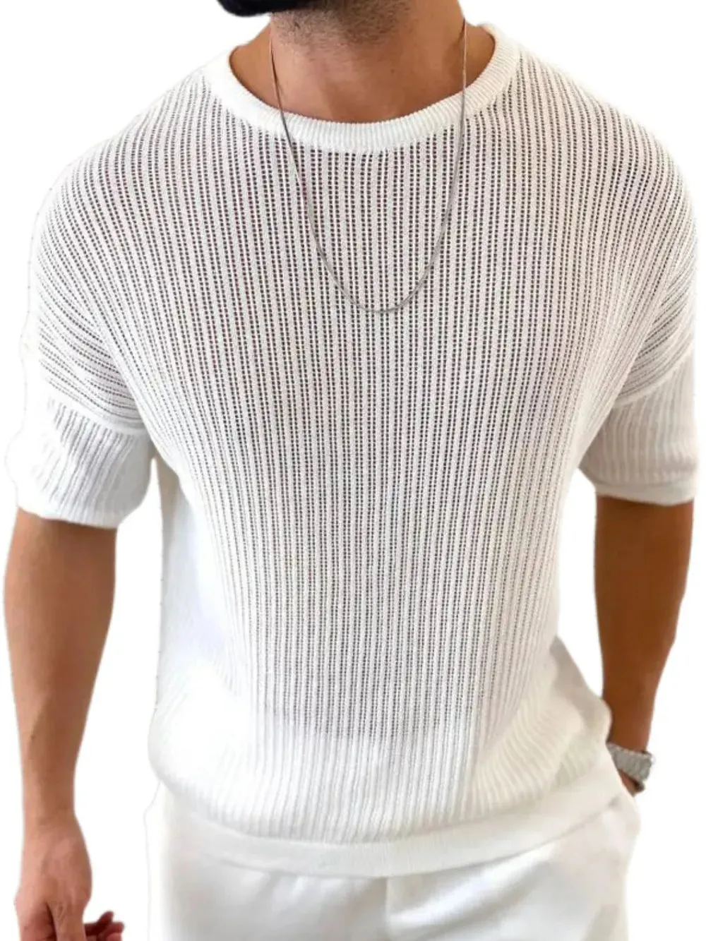 Men's Round Neck Drop Shouler Knit Top sold by Gigi Laurent product image thumbnail 2