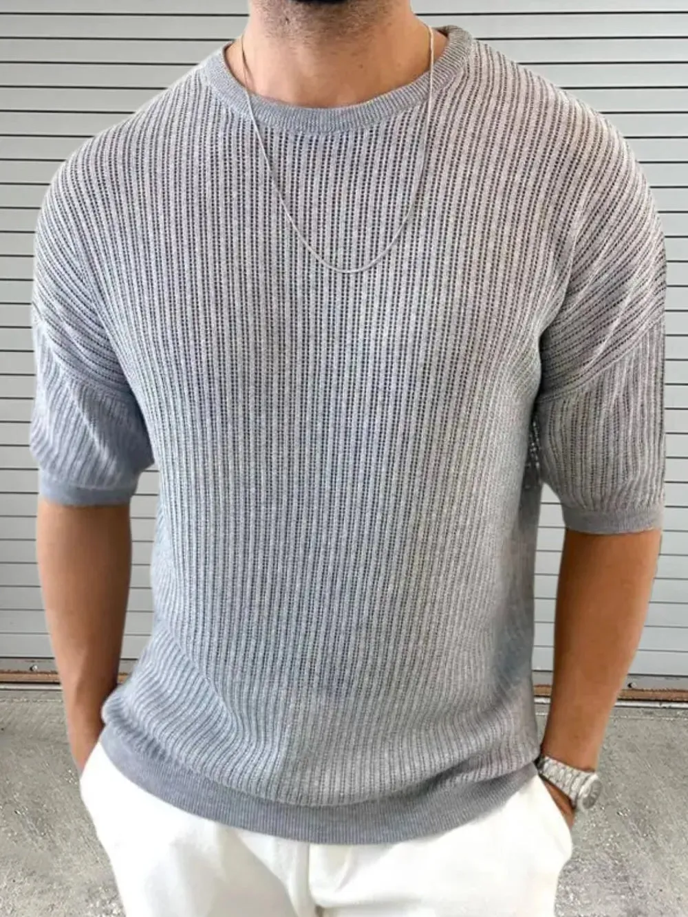Men's Round Neck Drop Shouler Knit Top sold by Gigi Laurent product image thumbnail 4