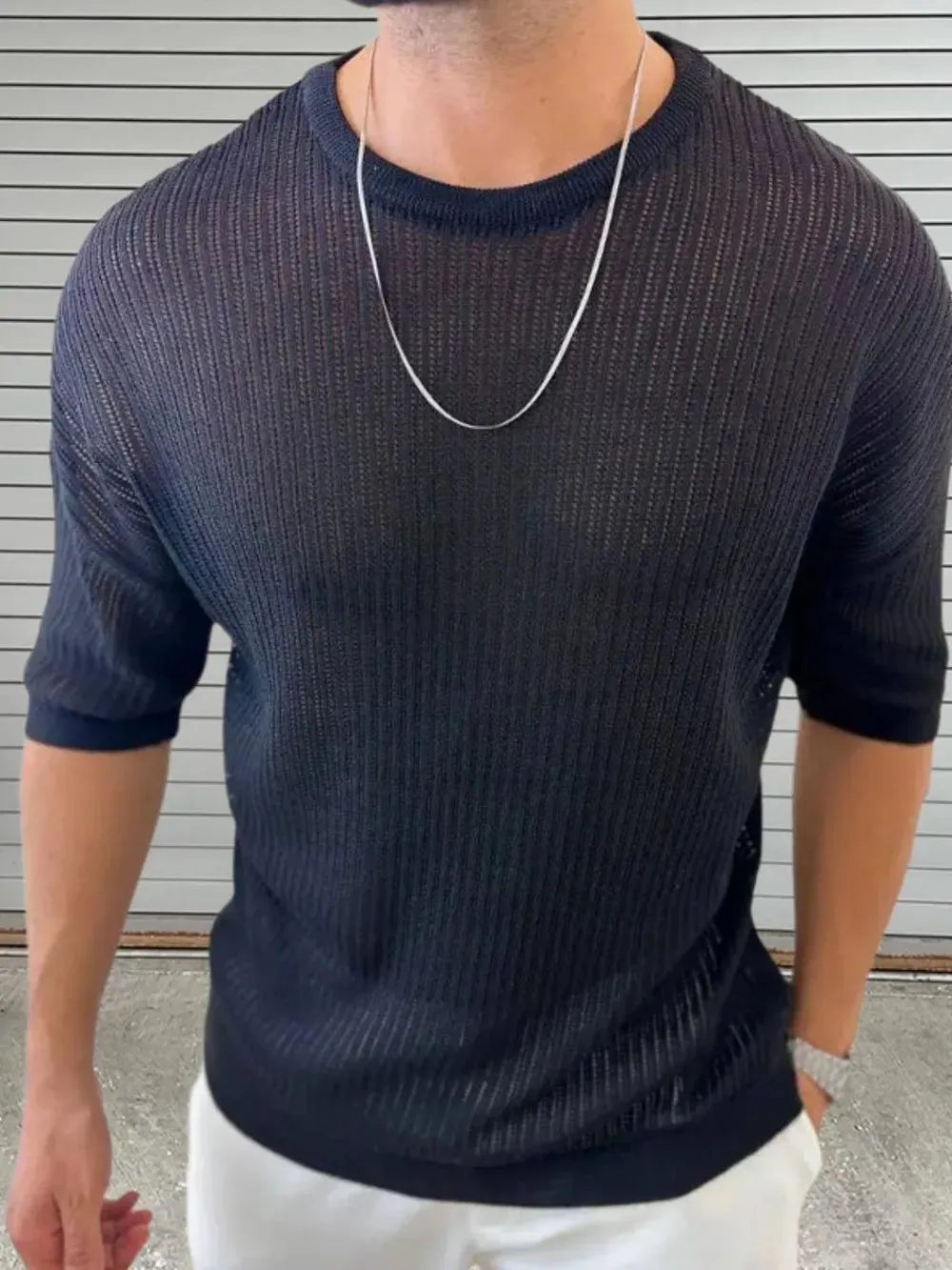 Men's Round Neck Drop Shouler Knit Top sold by Gigi Laurent product image thumbnail 5