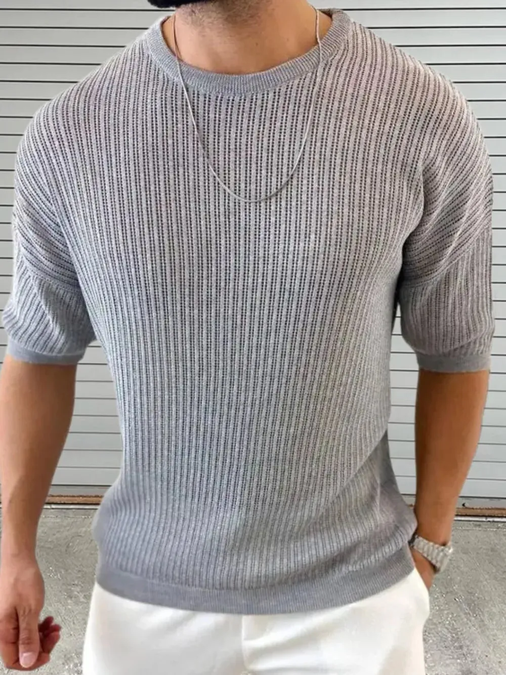 Men's Round Neck Drop Shouler Knit Top sold by Gigi Laurent product image thumbnail 3