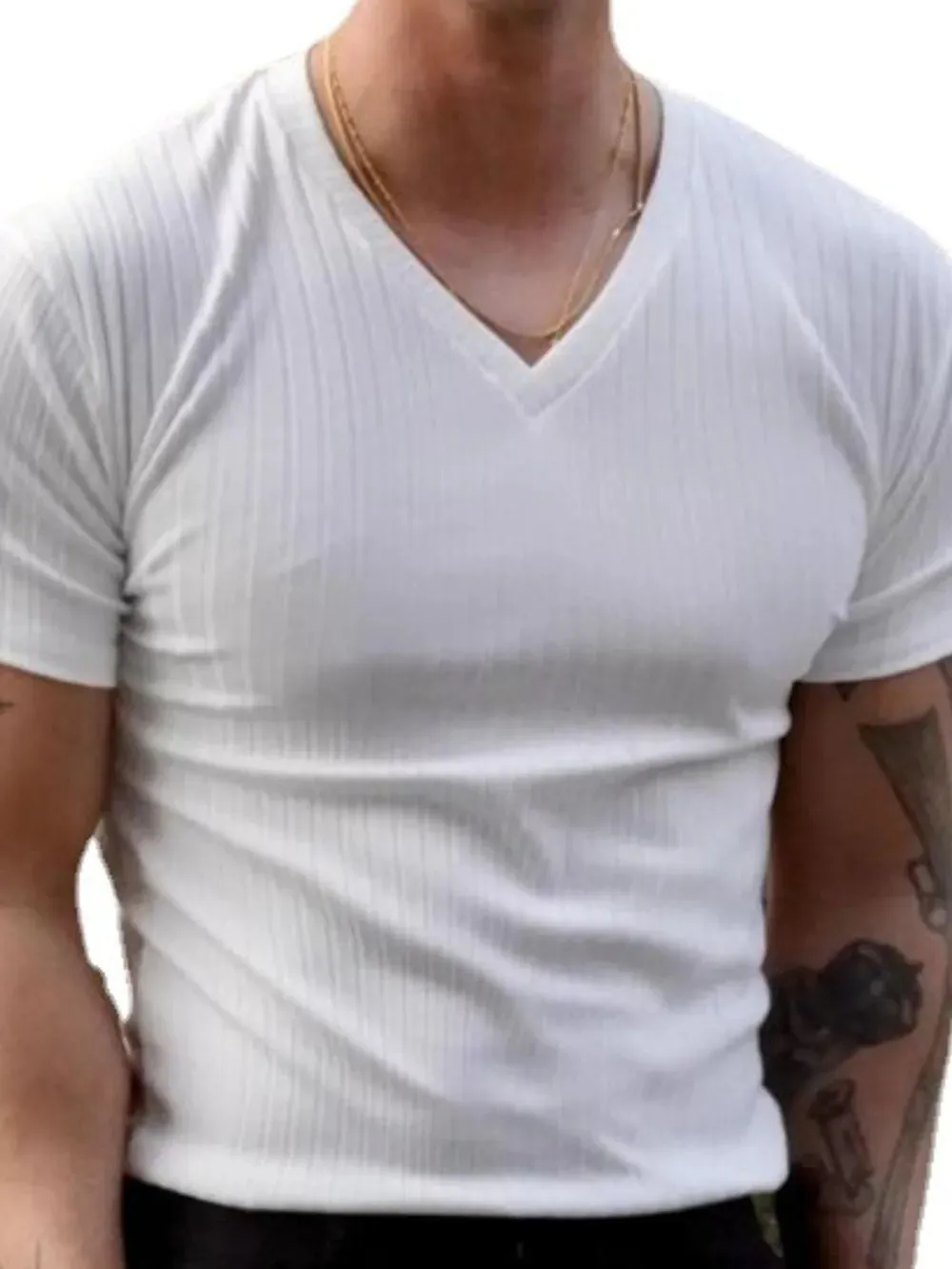 Men's Plus Size V-Neck Short Sleeve T-Shirt sold by Gigi Laurent product image thumbnail 5