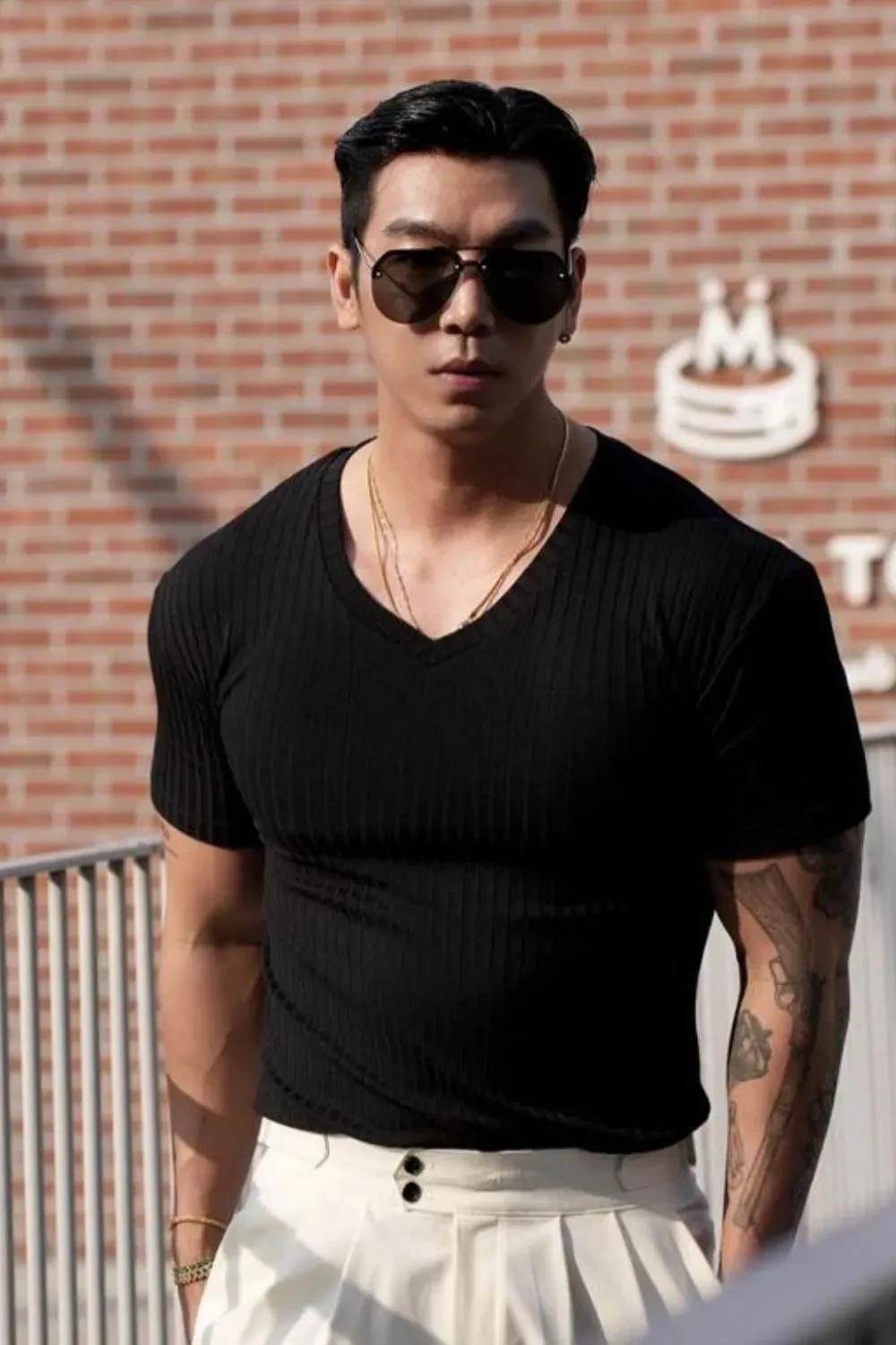 Men's Plus Size V-Neck Short Sleeve T-Shirt sold by Gigi Laurent product image thumbnail 2