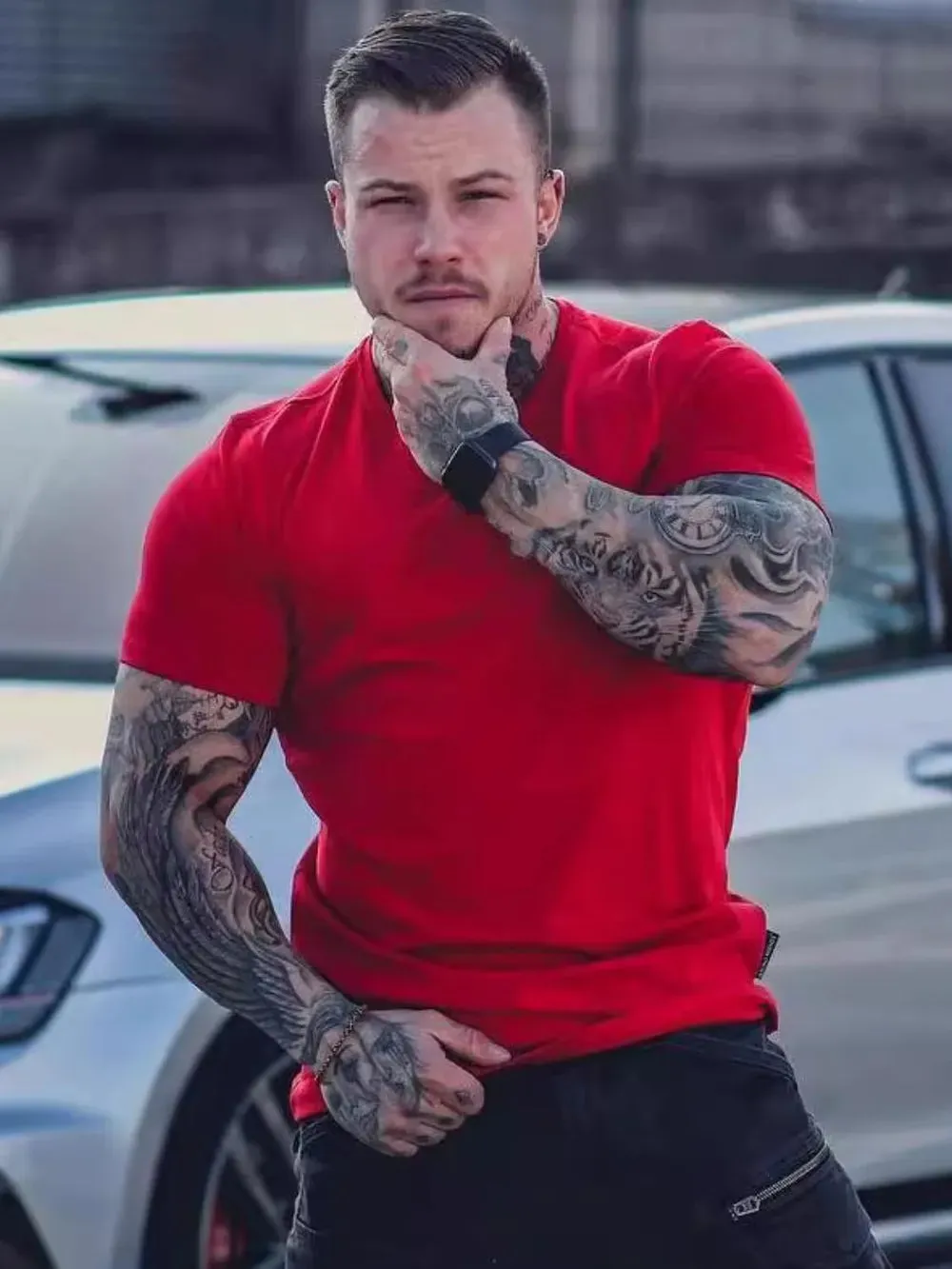 Men's Plus Size Round Neck Short Sleeve T-Shirt sold by Gigi Laurent product image thumbnail 5