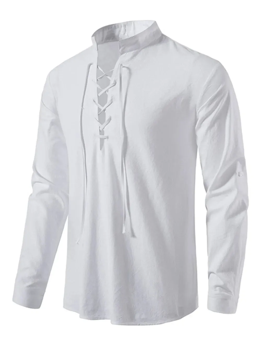 Men's Lace Up Long Sleeve Blouse sold by Gigi Laurent product image thumbnail 2