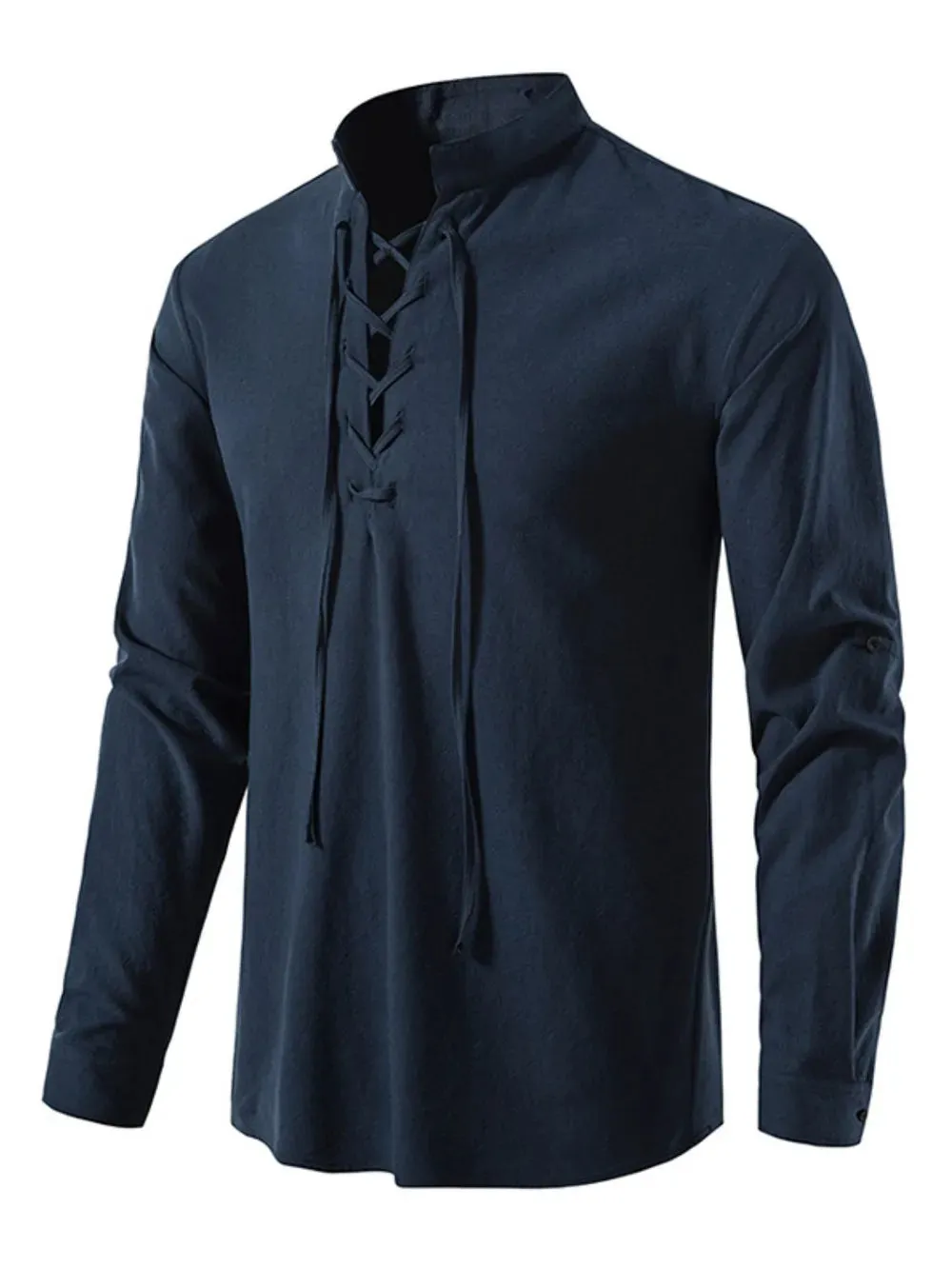 Men's Lace Up Long Sleeve Blouse sold by Gigi Laurent product image thumbnail 3
