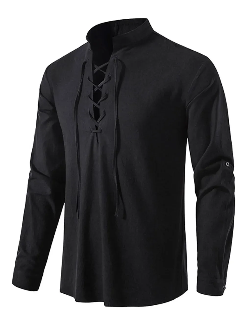 Men's Lace Up Long Sleeve Blouse sold by Gigi Laurent product image thumbnail 4