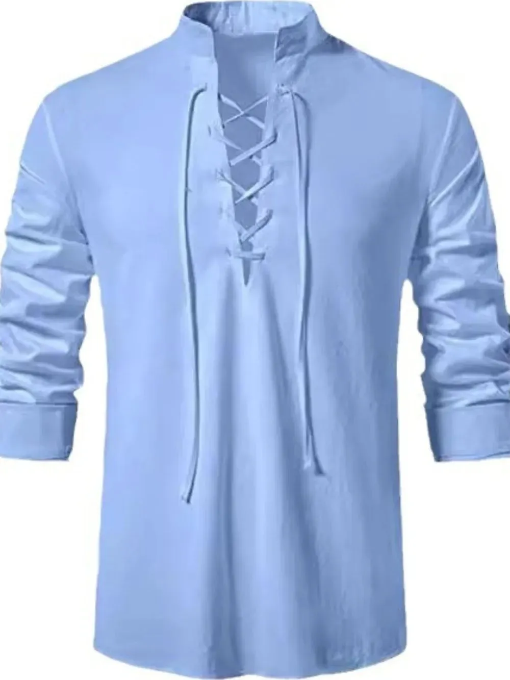 Men's Lace Up Long Sleeve Blouse sold by Gigi Laurent product image thumbnail 5