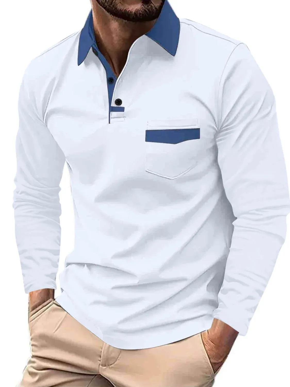 Men's Full Size Collared Neck Long Sleeve Polo Plus Size sold by Gigi Laurent product image thumbnail 4