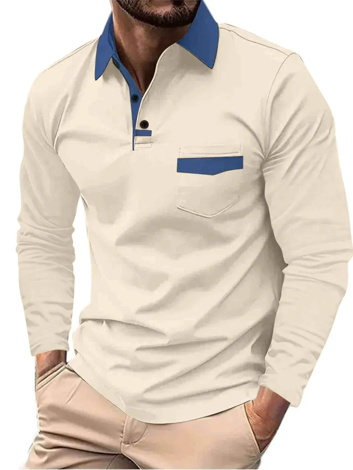 Men's Full Size Collared Neck Long Sleeve Polo Plus Size sold by Gigi Laurent product image thumbnail 2