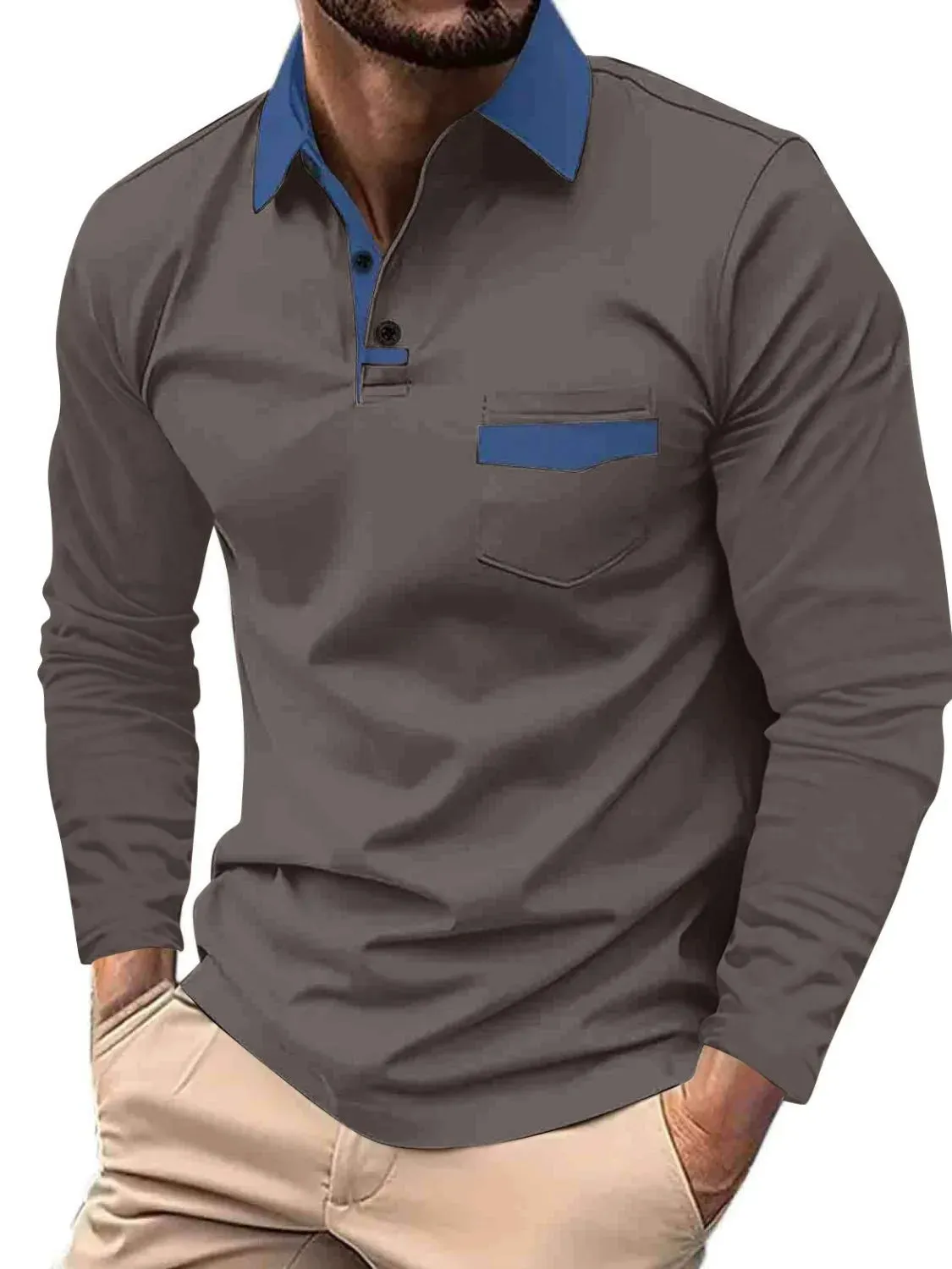 Men's Full Size Collared Neck Long Sleeve Polo Plus Size sold by Gigi Laurent product image thumbnail 5