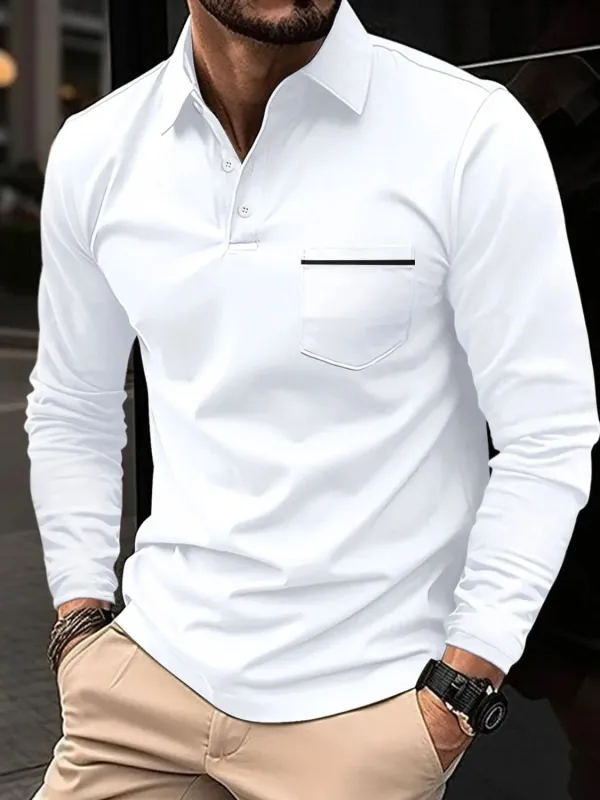 Men's Full Size Button Detail Long Sleeve Polo Plus Size sold by Gigi Laurent