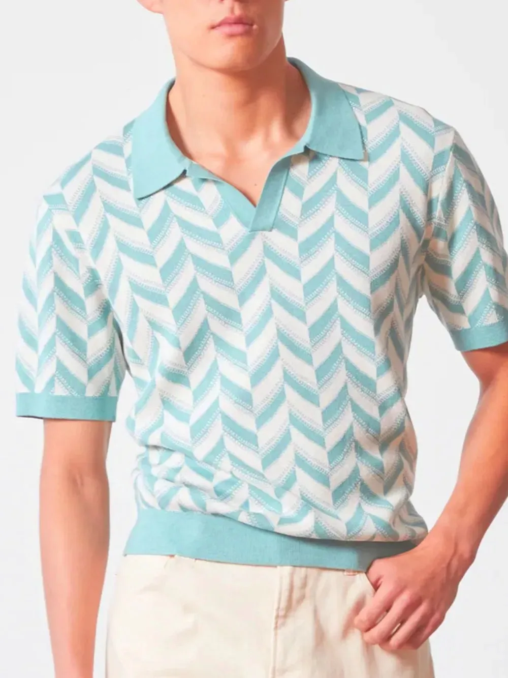 Men's Plus Size Contrast Short Sleeve Polo sold by Gigi Laurent product image thumbnail 2