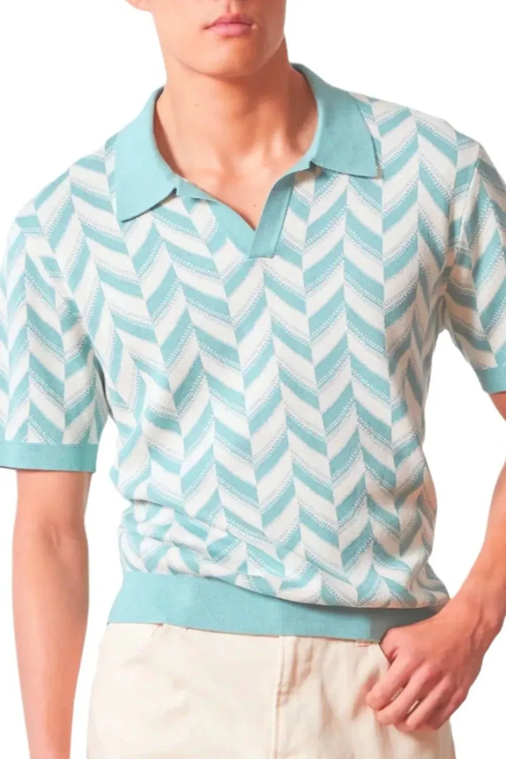 Men's Plus Size Contrast Short Sleeve Polo sold by Gigi Laurent product image thumbnail 4