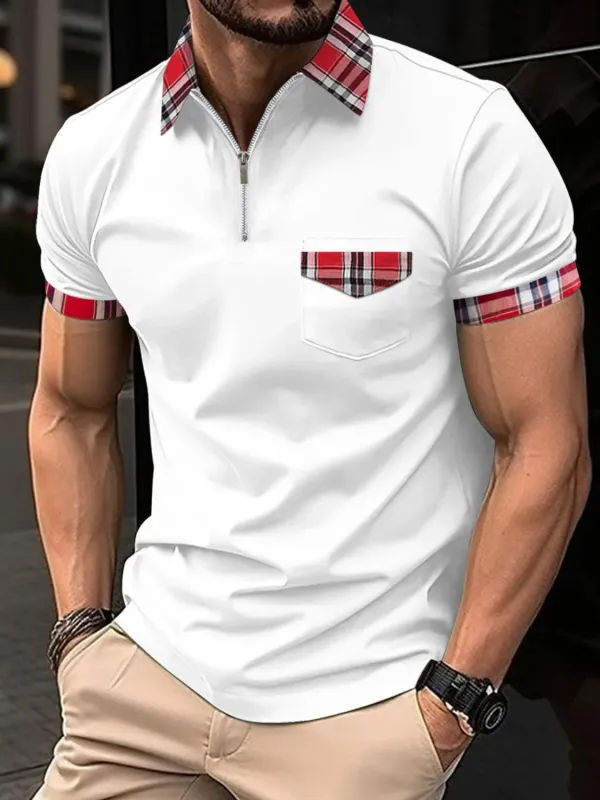 Men's Full Size Zip Collar Short Sleeve Polo Plus Size sold by Gigi Laurent