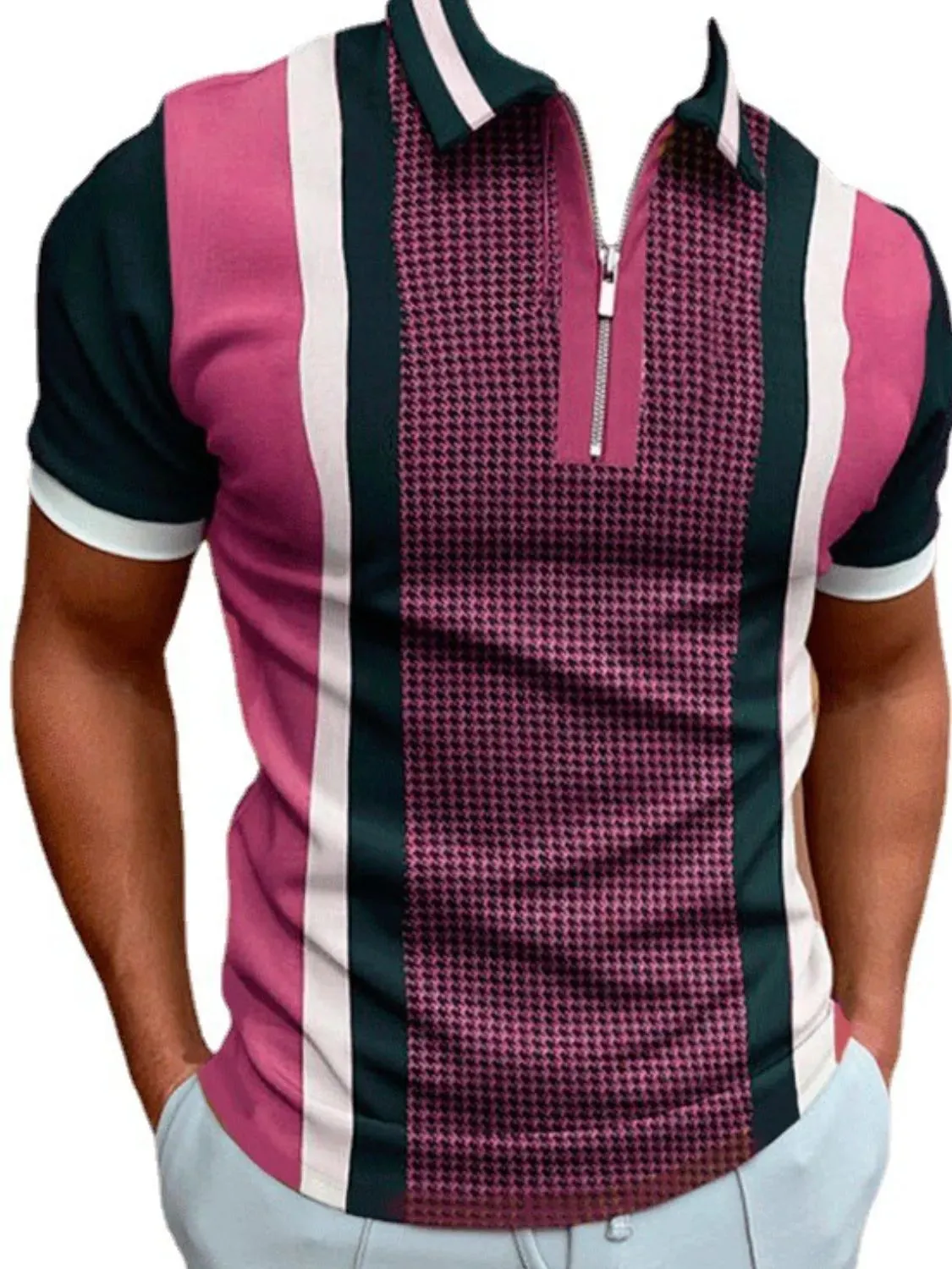 Men's Full Size Quarter Zip Short Sleeve Polo Plus Size sold by Gigi Laurent product image thumbnail 5