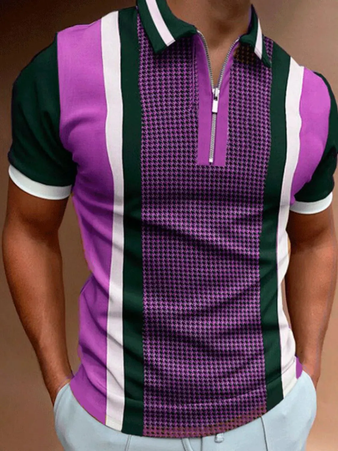 Men's Full Size Quarter Zip Short Sleeve Polo Plus Size sold by Gigi Laurent product image thumbnail 3