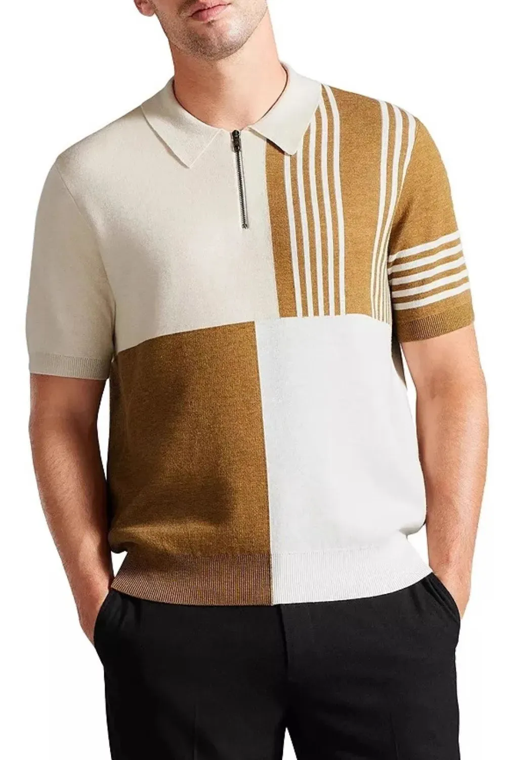 Men's Plus Size Color Block Short Sleeve Polo sold by Gigi Laurent