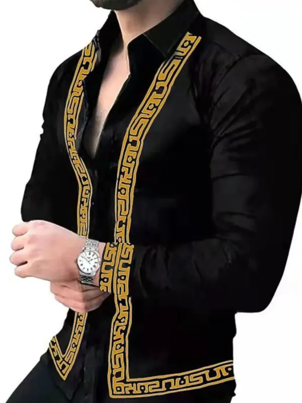 Men's Full Size Stand Collar Long Sleeve Shirt Plus Size sold by Gigi Laurent